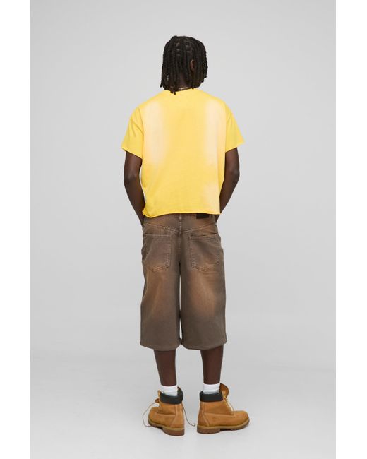 Boohoo Yellow Oversized Shrunken Washed Eagle Graphic T-Shirt