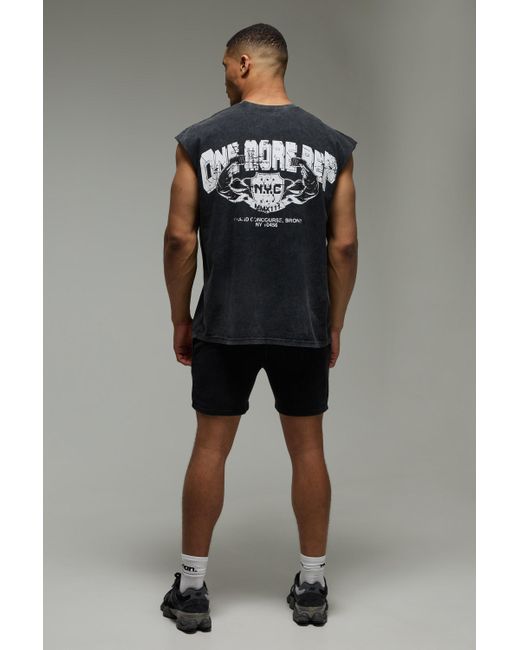 BoohooMAN Man Active 5-in-1 Shorts mit One More Rep NYC-Print in Black für Herren