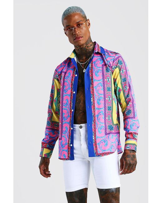BoohooMAN Long Sleeve Bright Baroque 
