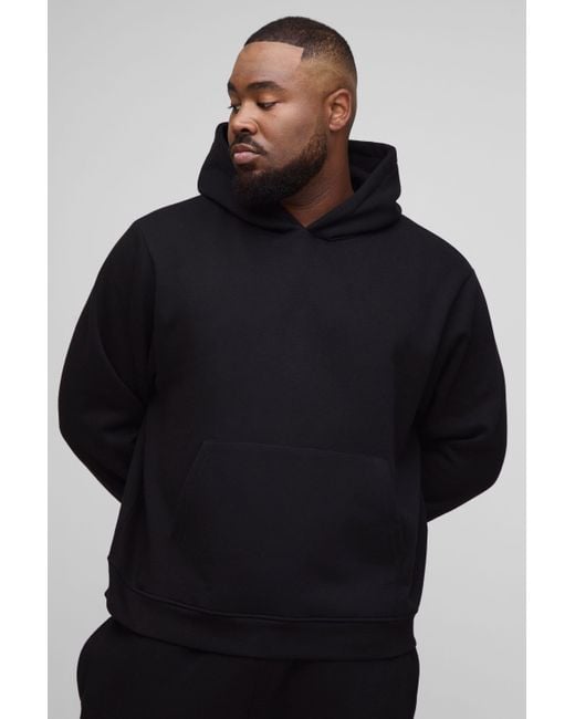 BoohooMAN Blue Plus Basic Boxy Over The Head Hoodie for men