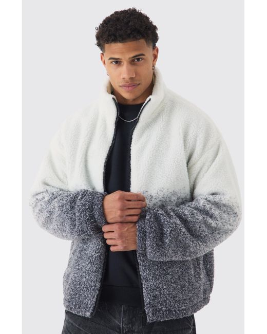 Black oversized borg jacket hot sale
