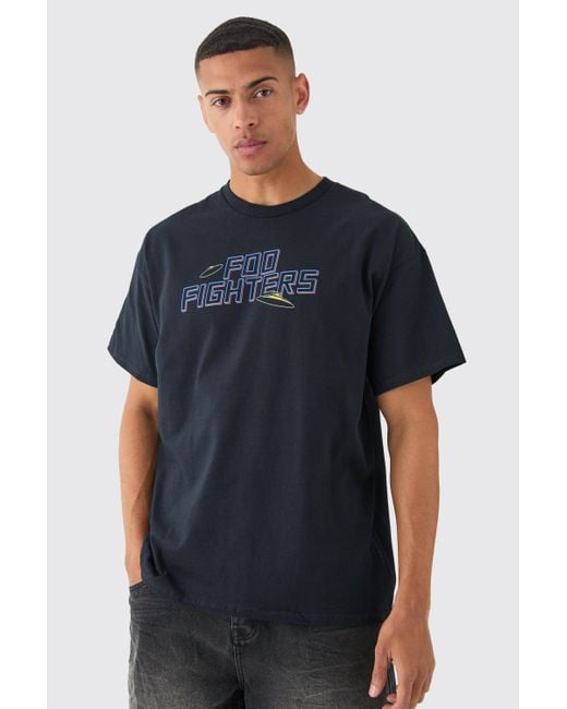 BoohooMAN Blue Oversized Foo Fighters License T-shirt for men