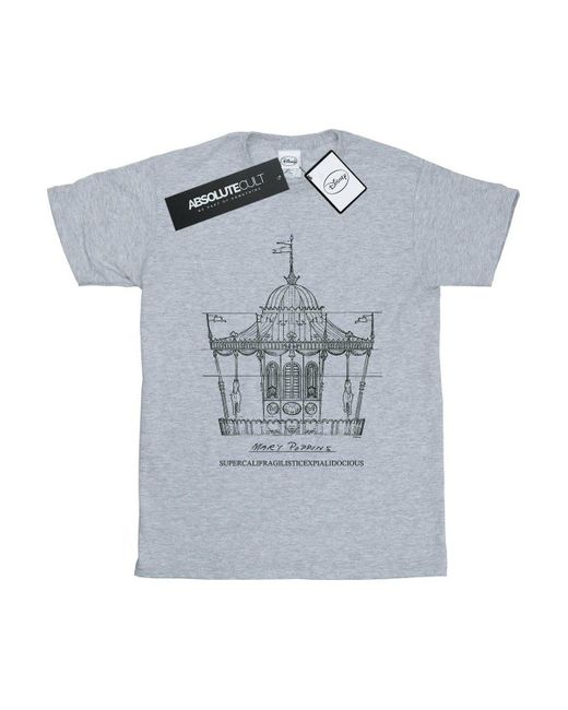 BoohooMAN White Disney Mary Poppins Carousel Sketch T-shirt for men