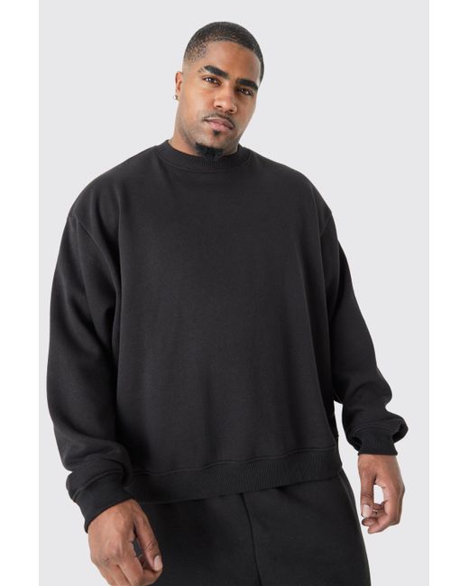 BoohooMAN Plus Oversized Boxy Sweatshirt Tracksuit in Black für Herren