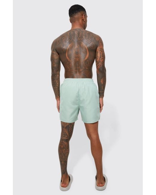 Boohoo Green Mid Length Cargo Swim Shorts for men