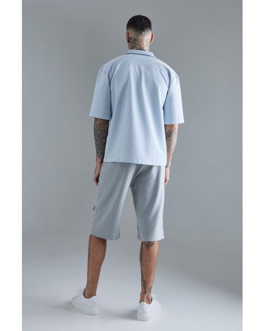 BoohooMAN Blue Tall Smart Cargo Shorts for men