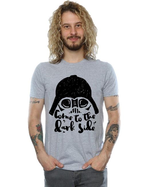 BoohooMAN Gray Star Wars Darth Vader Come To The Dark Side Sketch T-shirt for men