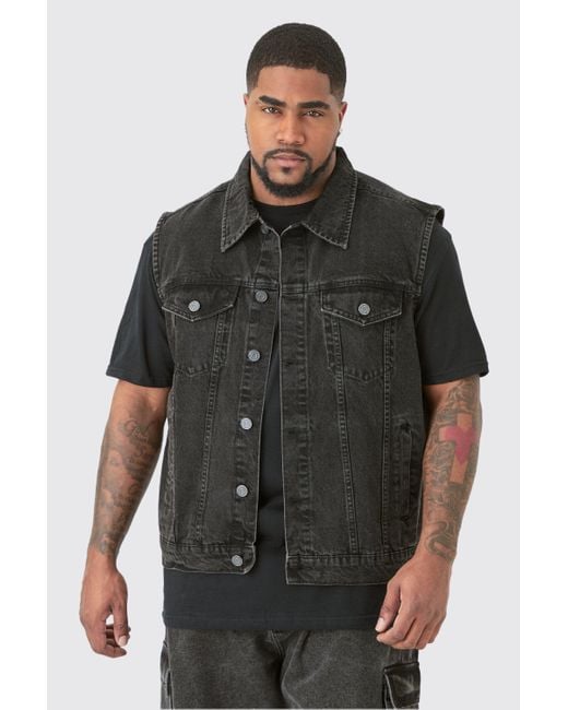 Black denim gilet hotsell