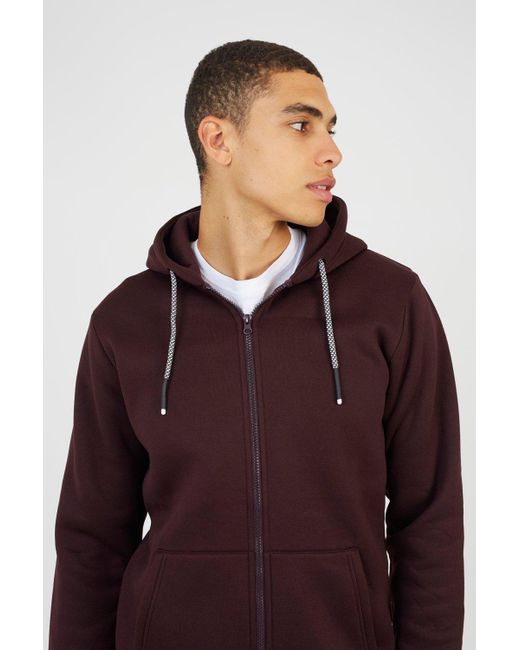 BoohooMAN Red Brave Soul Zip Through Hoodie for men
