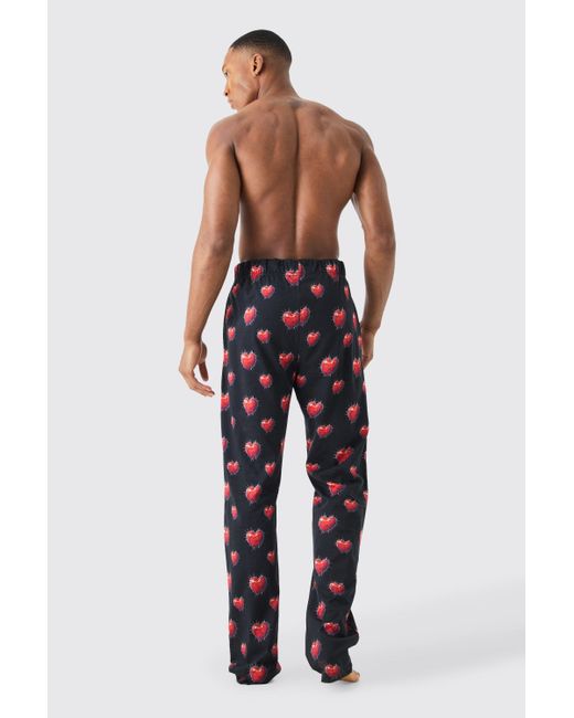 BoohooMAN Blue Heart Graphic Lounge Bottom for men