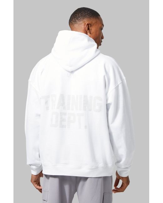 BoohooMAN White Man Active Oversized Training Dept Hoodie for men