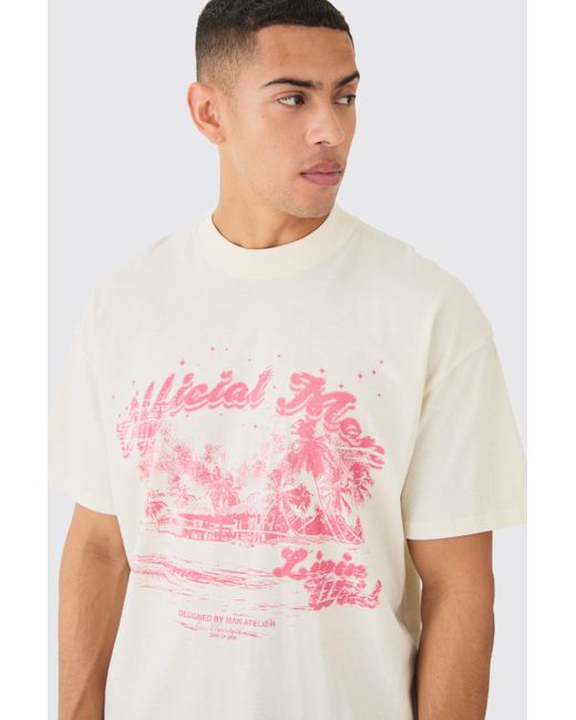 BoohooMAN White Oversized Extended Neck Official Man T-shirt for men