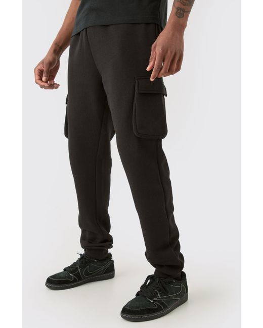BoohooMAN Black Tall Skinny Fit Cargo Jogger for men