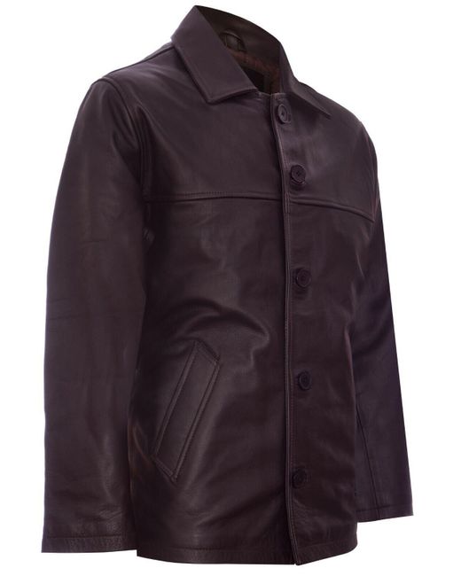 BoohooMAN Blue Infinity Leather Classic Cowhide Leather Box Jacket for men