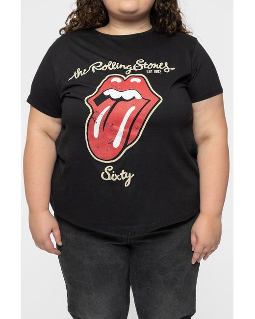BoohooMAN Black The Rolling Stones Sixty Plastered Tongue T Shirt for men