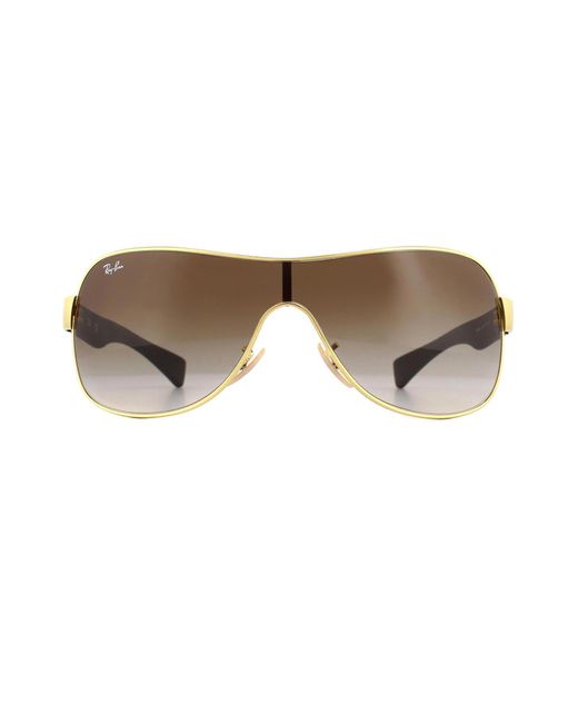 BoohooMAN Natural Ray-ban Shield Gold Brown Gradient Sunglasses for men