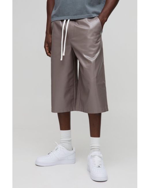 Boohoo Natural Elasticated Long Length Pu Short