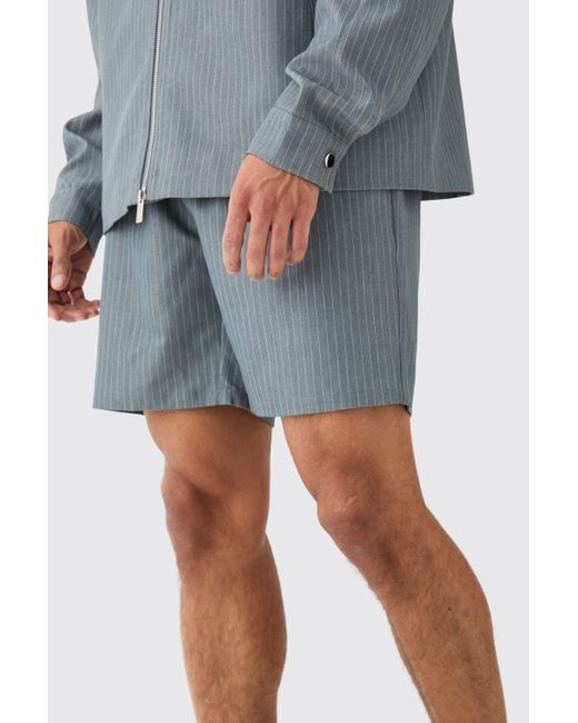 BoohooMAN Pinstripe Smart Shorts in Blue für Herren