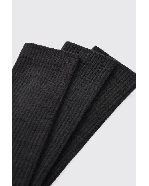BoohooMAN Black 3 Pack Plain Sport Socks for men