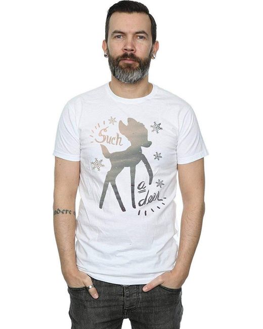 BoohooMAN White Disney Bambi Winter Deer T-shirt for men