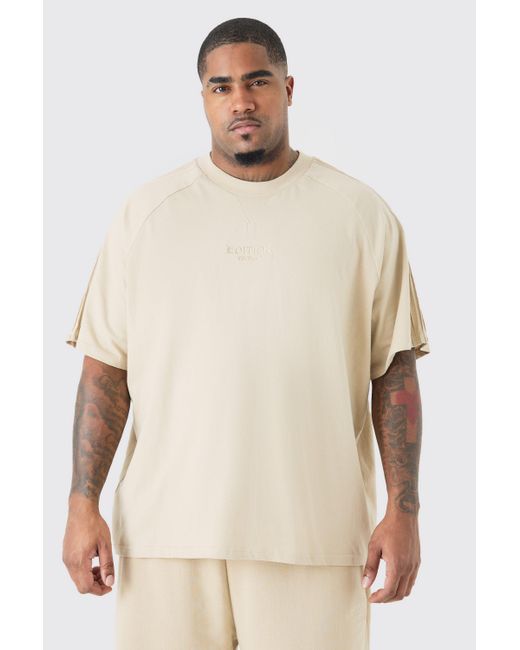 BoohooMAN Natural Plus Edition Oversized Heavyweight Pin Tuck T-shirt for men