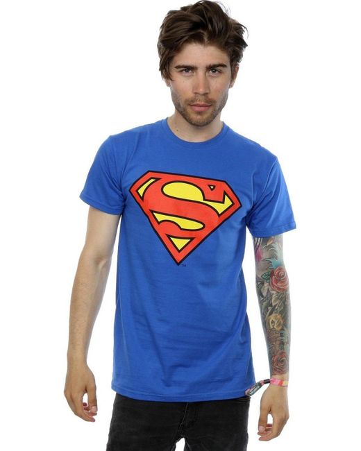 BoohooMAN Blue Dc Comics Superman Logo T-shirt for men