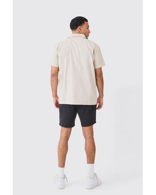Boohoo Black Slim Fit Elasticated Waist Cargo Shorts