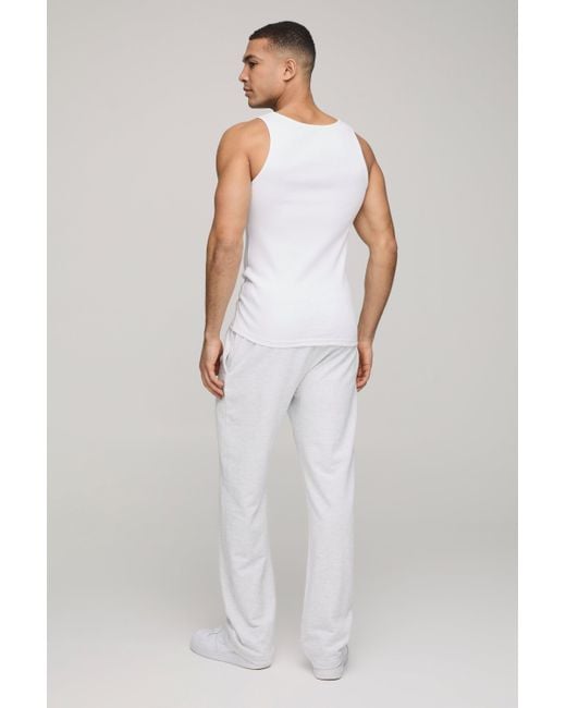 Boohoo White Basic Muscle Fit Ribbed Tank