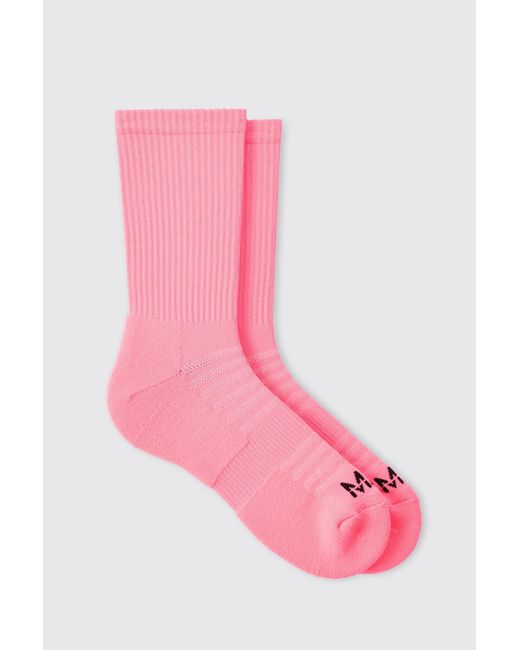 BoohooMAN Pink Active Neon Running Crew Socks for men