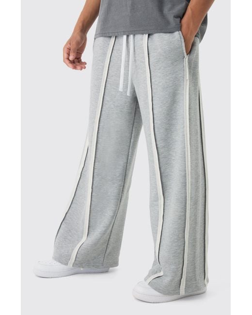 BoohooMAN Jogginghose mit extrem weitem Bein und Naht-Detail in Gray für Herren