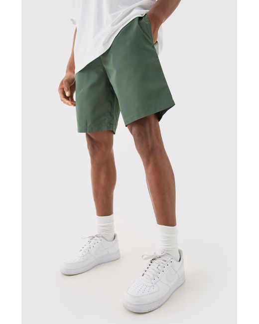 BoohooMAN Green Elastic Waist Comfort Nylon Shorts for men