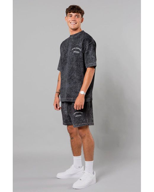 BoohooMAN Gray Blank Essentials Cotton 'enzyme' Short Sleeve Washed T-shirt for men