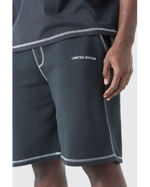 BoohooMAN Relaxed Limited Edition Contrast Stitch Shorts in Blue für Herren