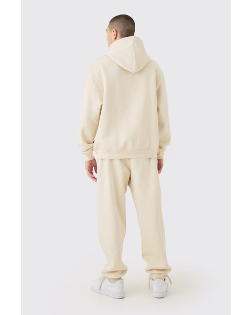 Oversized Hooded Tracksuit Boohoo de color Natural