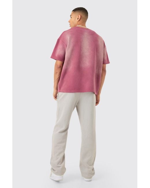 BoohooMAN Man Oversized Half Sleeve Sun Bleach Sweatshirt in Pink für Herren