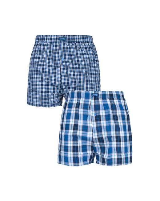 BoohooMAN Blue Jeep 2 Pair 100% Cotton Woven Boxers for men