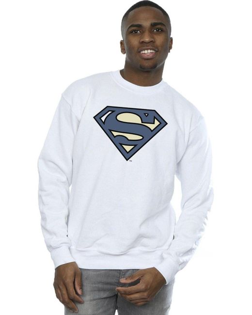 BoohooMAN White Dc Comics Superman Logo Sketch Sweatshirt for men