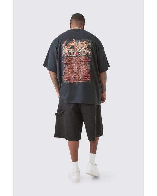 BoohooMAN Gray Plus Slayer License Front & Back Print T-shirt for men