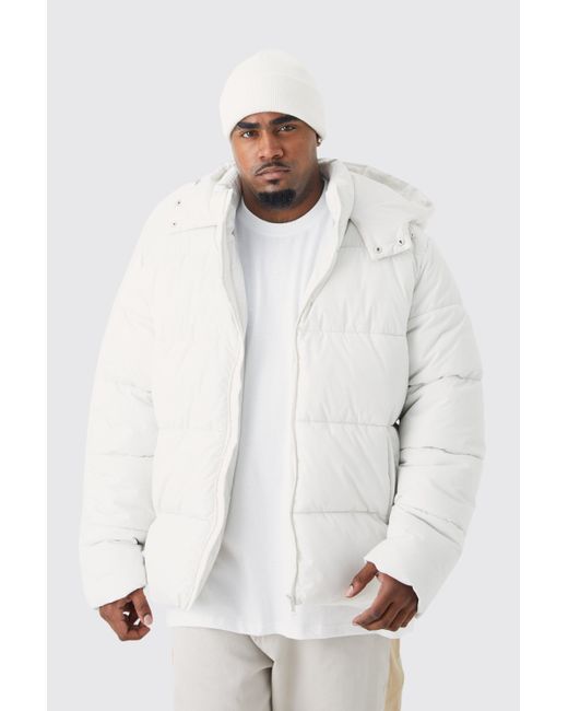 BoohooMAN White Plus Panelled Matte Puffer Jacket for men