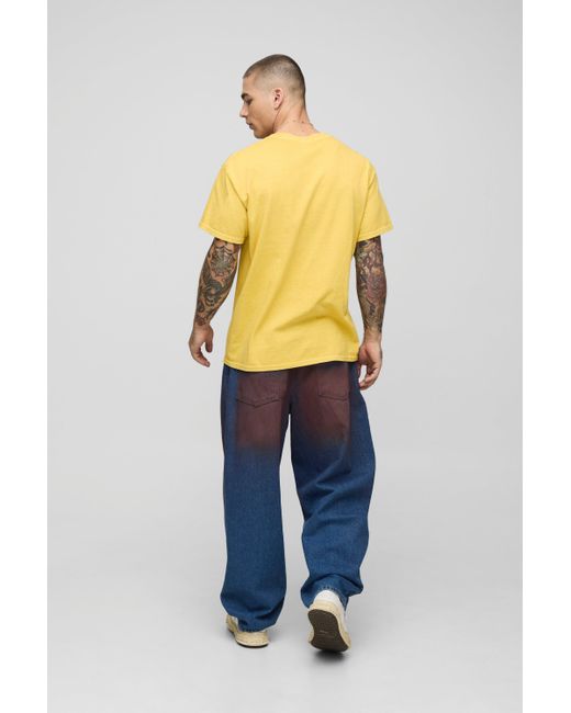 BoohooMAN Blue Balloon Fit Ripped Knee Tinted Jeans for men
