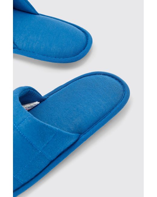 BoohooMAN Blue Quilted Slider Slippers for men