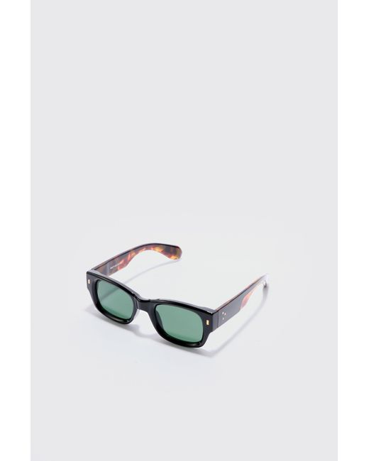 BoohooMAN White Chunky Sunglasses With Tortoise Shell Detail In Black for men