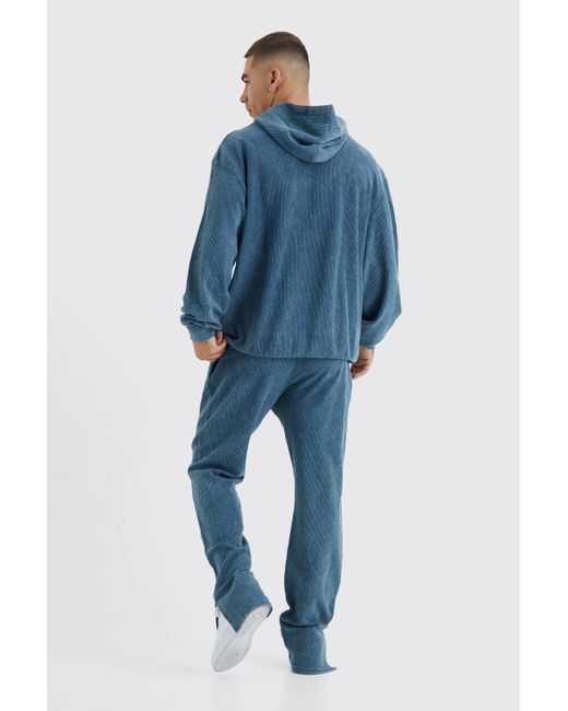 BoohooMAN Oversize Cord-Trainingsanzug mit Kapuze in Blue für Herren