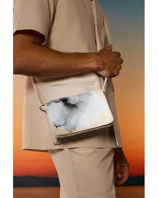 BoohooMAN Twill Shoulder Bag In Off White in Brown für Herren