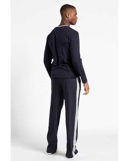 BoohooMAN Blue Tokyo Laundry Cotton 2-piece Long Sleeve Top And Bottoms Pyjama Set for men