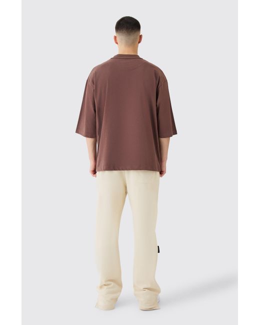 BoohooMAN Brown Oversized Heavy Layed On Neck Carded T-shirt for men
