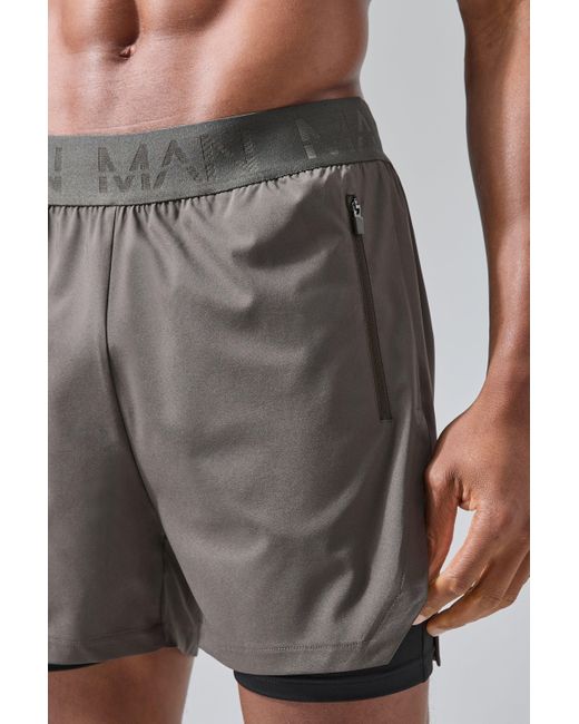 BoohooMAN Gray Man Active Extreme Split 3inch 2-in-1 Short for men