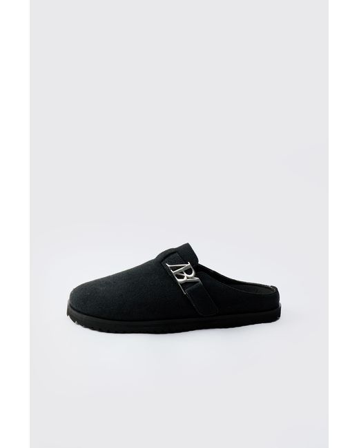 BoohooMAN Mules mit Bhm-Print in Black für Herren
