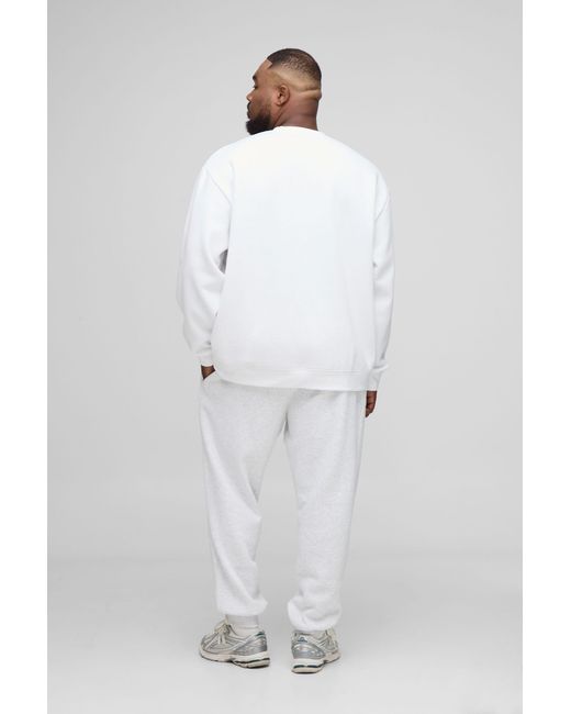 BoohooMAN White Plus Basic Oversized Crew Neck Sweatshirt for men