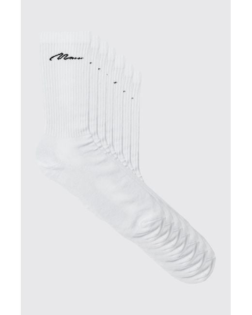 BoohooMAN White 7 Pack Signature Sport Socks for men